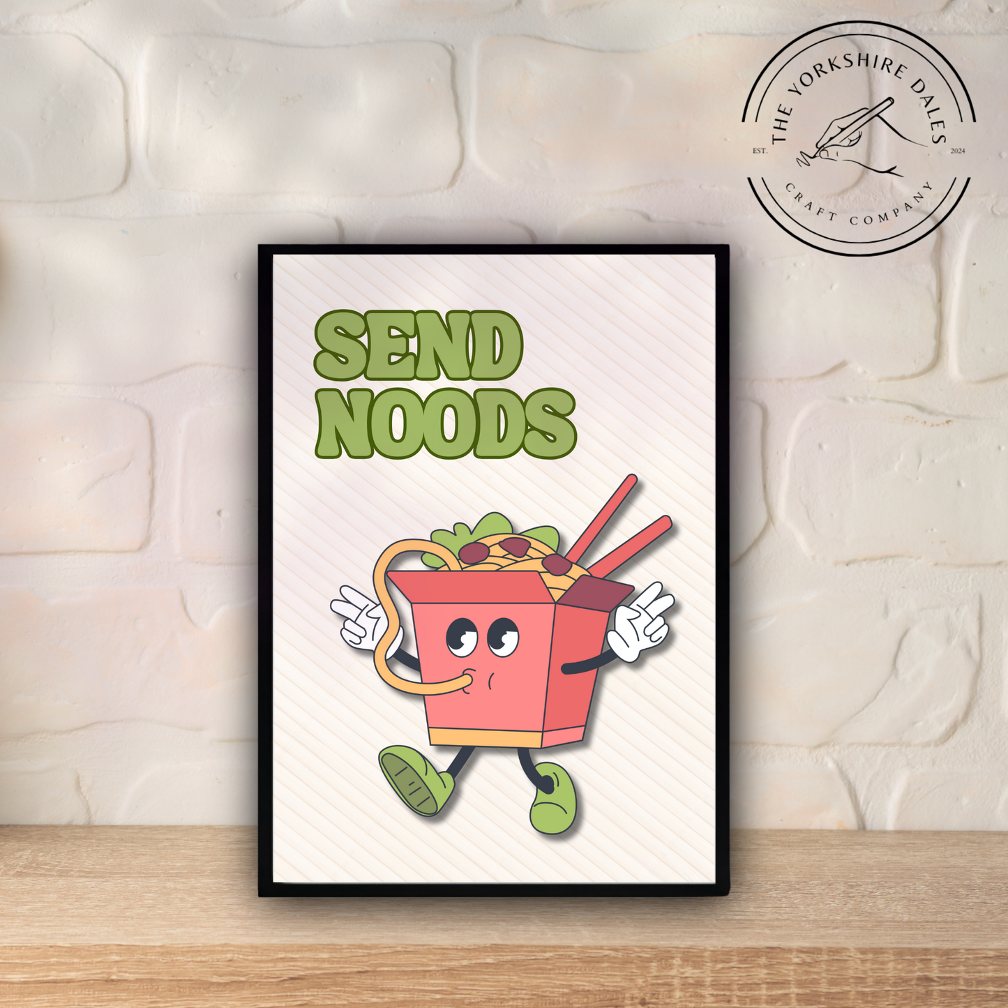 Funny Ramen Wall Art Print – “Send Noods” Poster – Playful Kitchen Decor, Noodle Lover Gift, Foodie Print for Dorm, Apartment