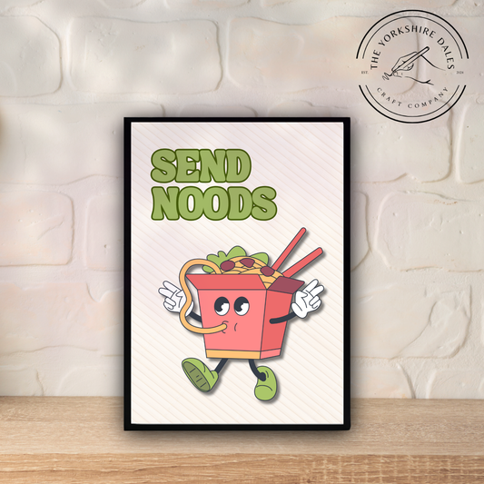 Funny Ramen Wall Art Print – “Send Noods” Poster – Playful Kitchen Decor, Noodle Lover Gift, Foodie Print for Dorm, Apartment