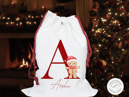 Large Personalised Santa Sack Ginger Bread Man