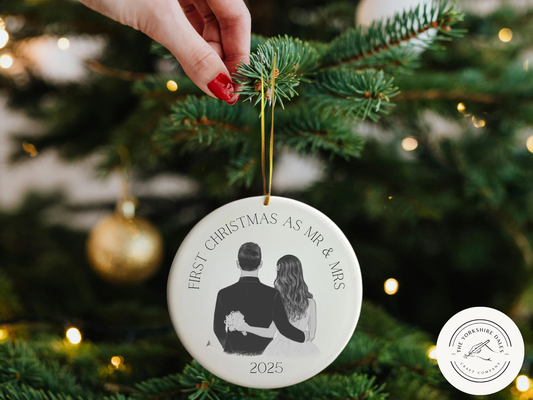 Personalised Ceramic 2D Christmas Bauble - Married