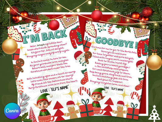 Christmas Elf "I'M BACK" And "GOODBYE" Letter Set