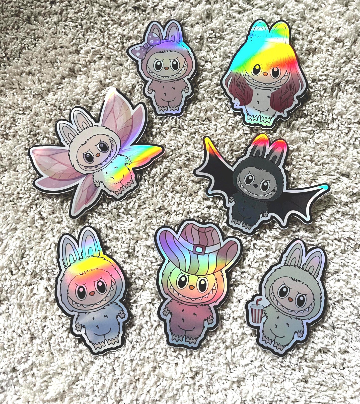 Holographic Custom graphic stickers - Monster graphics - pack of 7