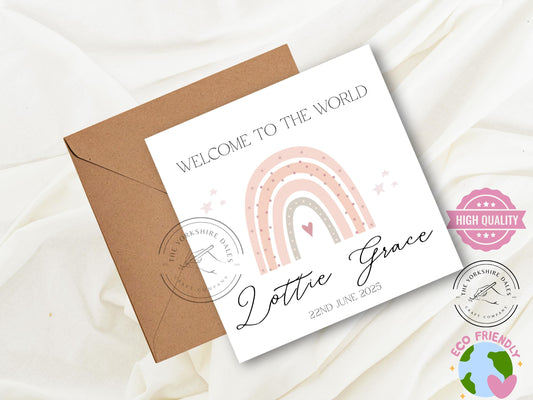 Welcome to the World Baby Girl Card: Pink New Baby Greeting