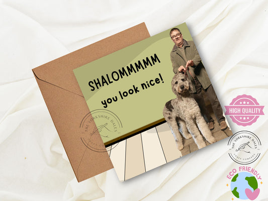 Friday Night Dinner Card: Jim's "Shalom, You Look Nice" Funny TV Quote