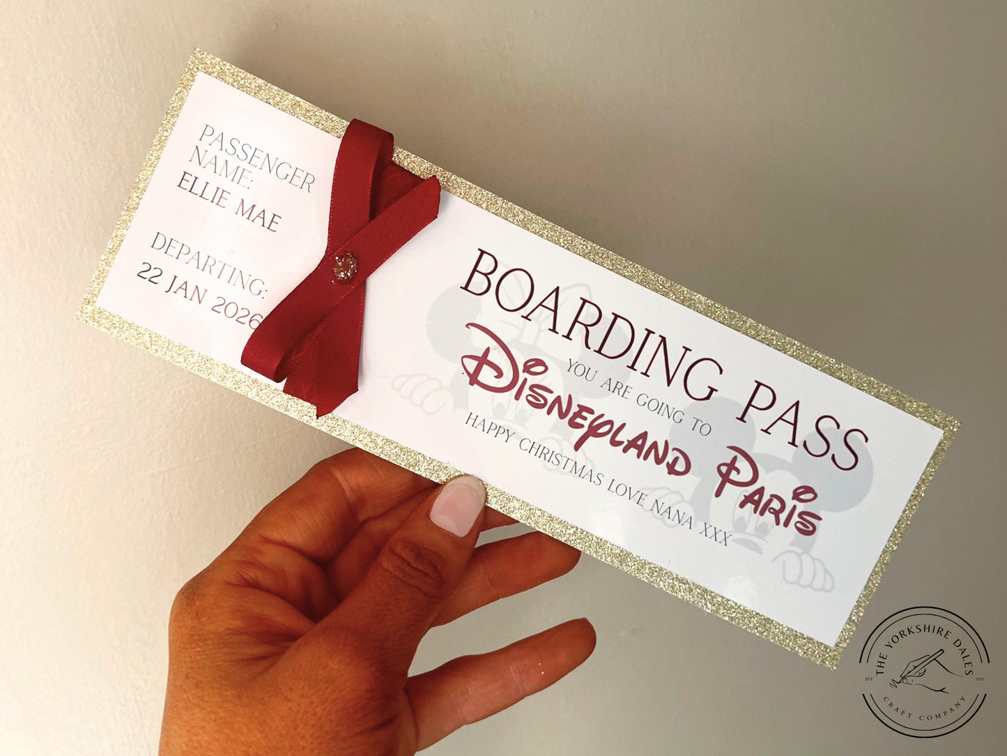 Personalised Boarding Pass - Disneyland Paris - Custom Travel Ticket Keepsake