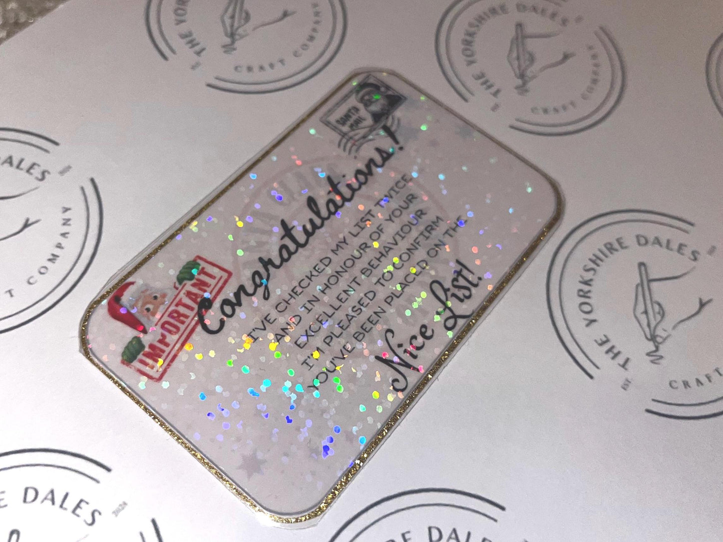 Holographic Nice List Card - Christmas Eve Keepsake