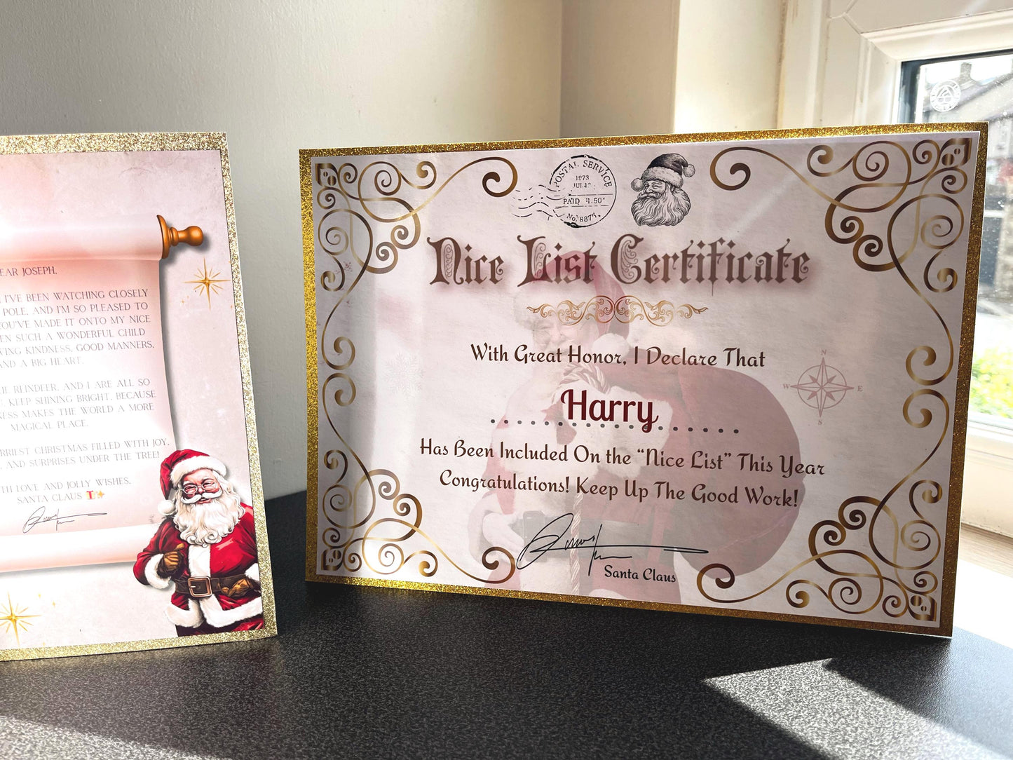 Personalised Christmas Bundle - Greetings Card - Nice list Certificate - Congratulations Card