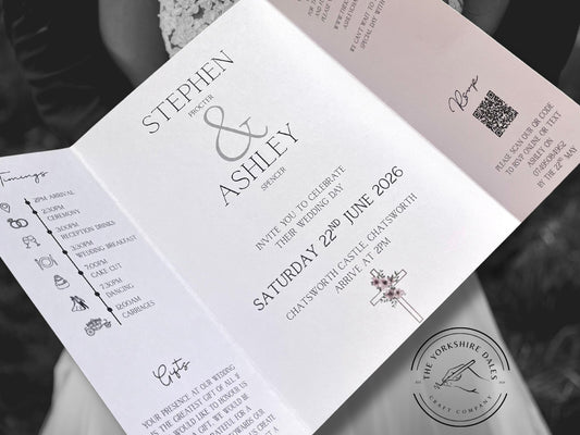Gatefold Wedding Invitation with Envelope - Personalised - A4 - Gatefold