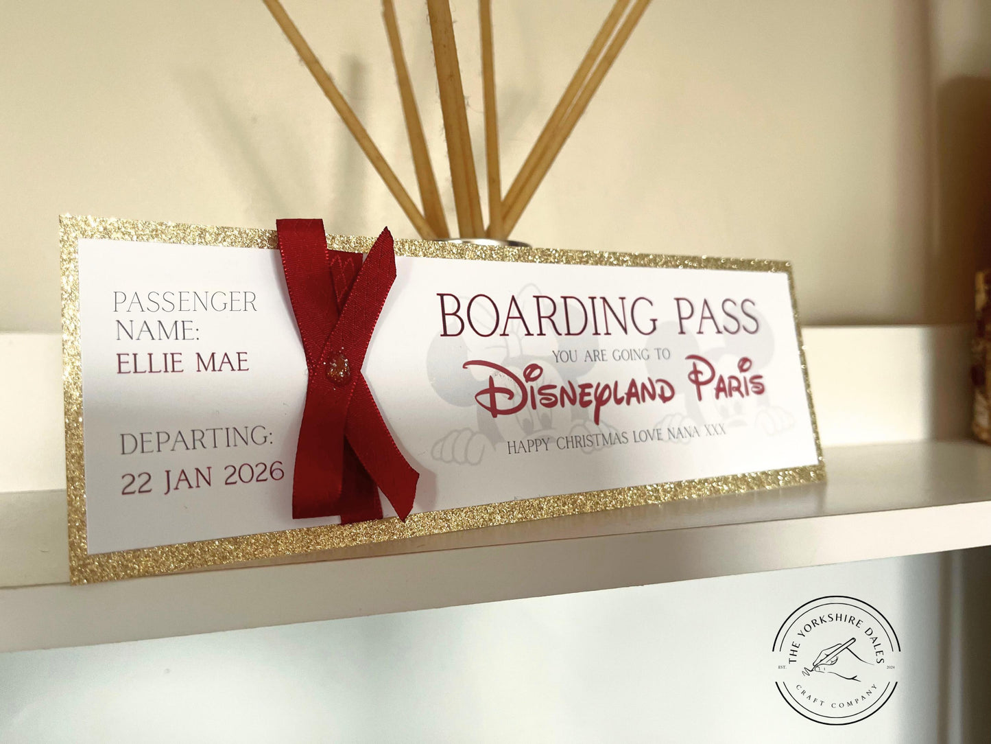 Personalised Boarding Pass - Disneyland Paris - Custom Travel Ticket Keepsake
