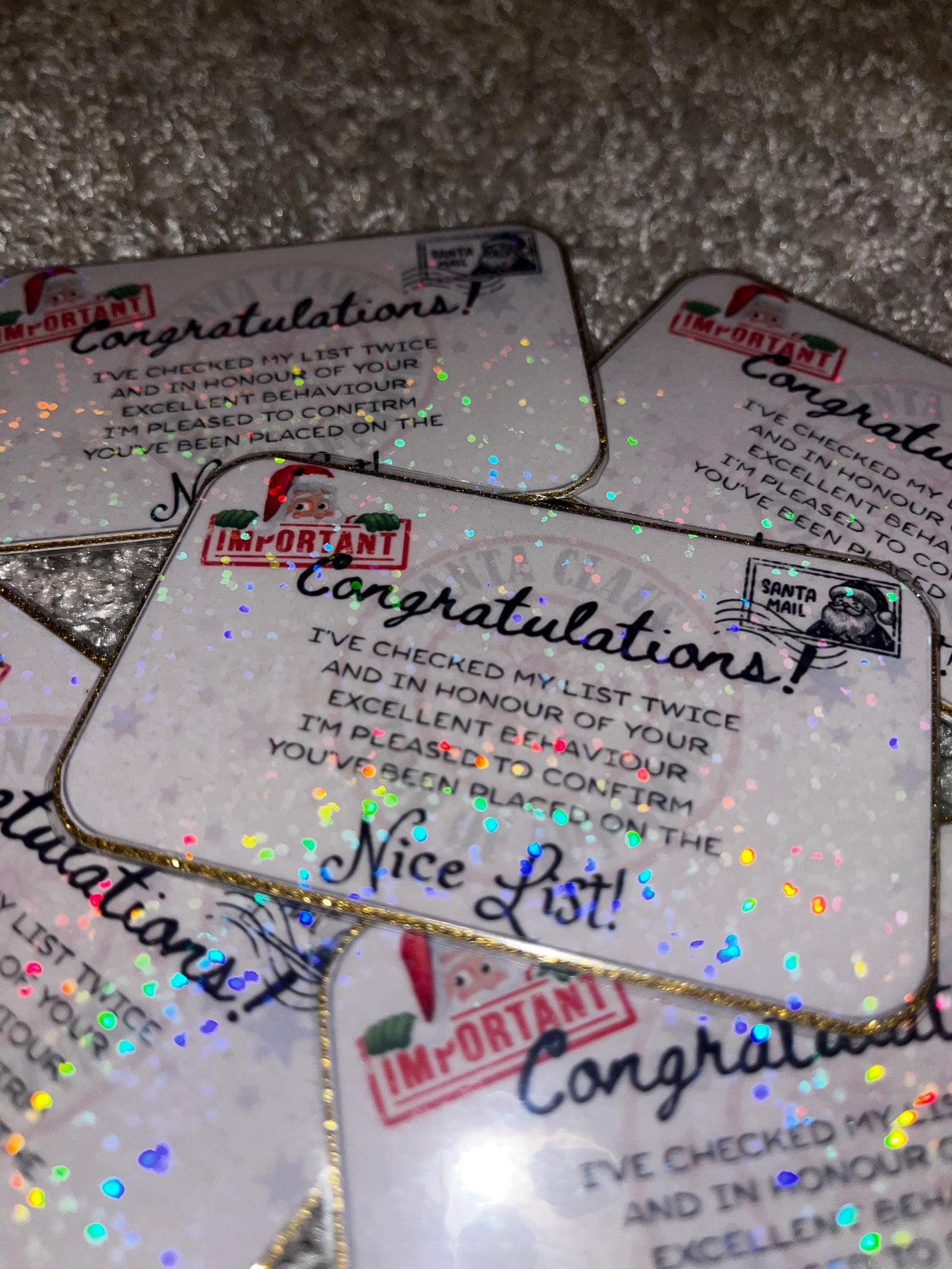 Holographic Nice List Card - Christmas Eve Keepsake