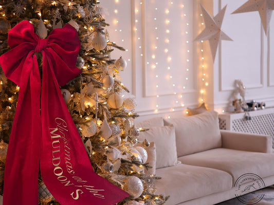 Personalized Christmas Tree Topper Bow: Extra Large Holiday Decoration