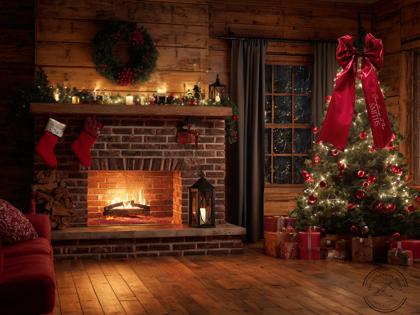 Personalised Christmas Tree Topper Bow - Satin