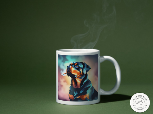 Smoking Rottie Mug