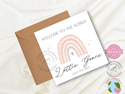 Welcome to the World Baby Girl Card: Pink New Baby Greeting