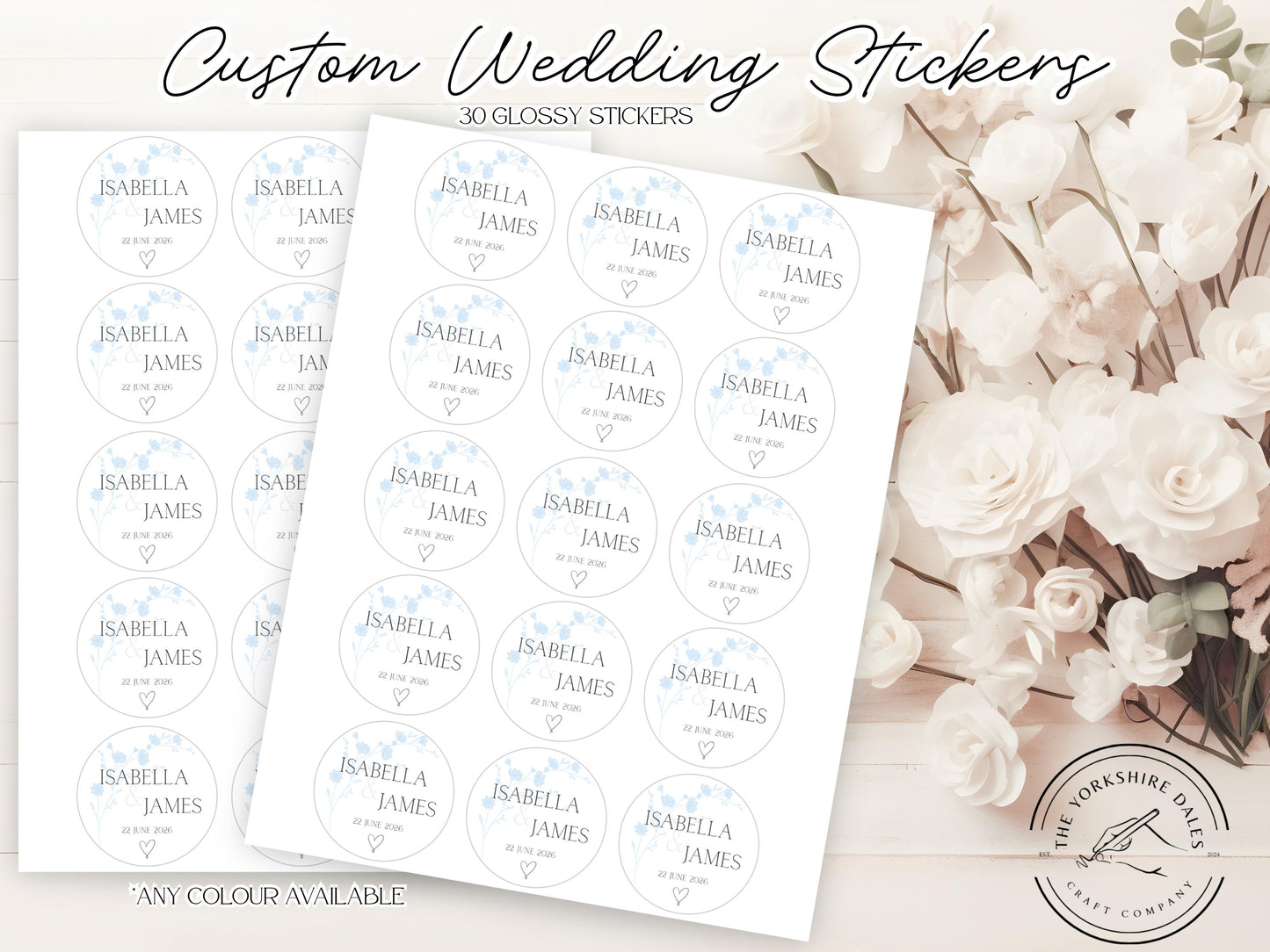 Personalised Wedding Stickers - Confetti Bags - Sweet Cones - Tissues Etc