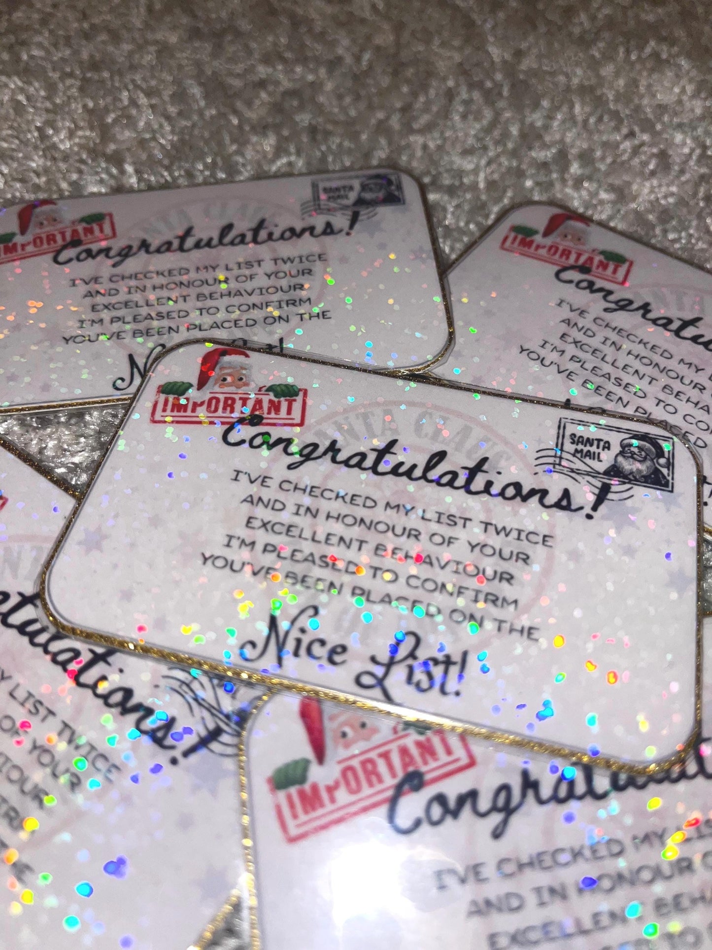 Holographic Nice List Card - Christmas Eve Keepsake