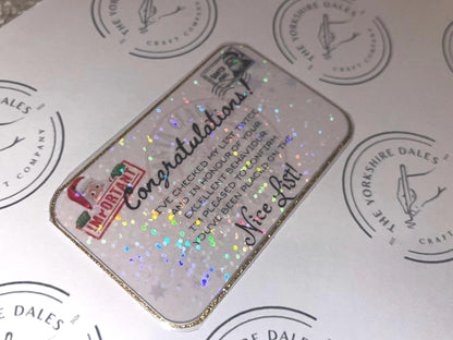 Holographic Nice List Card - Christmas Eve Keepsake