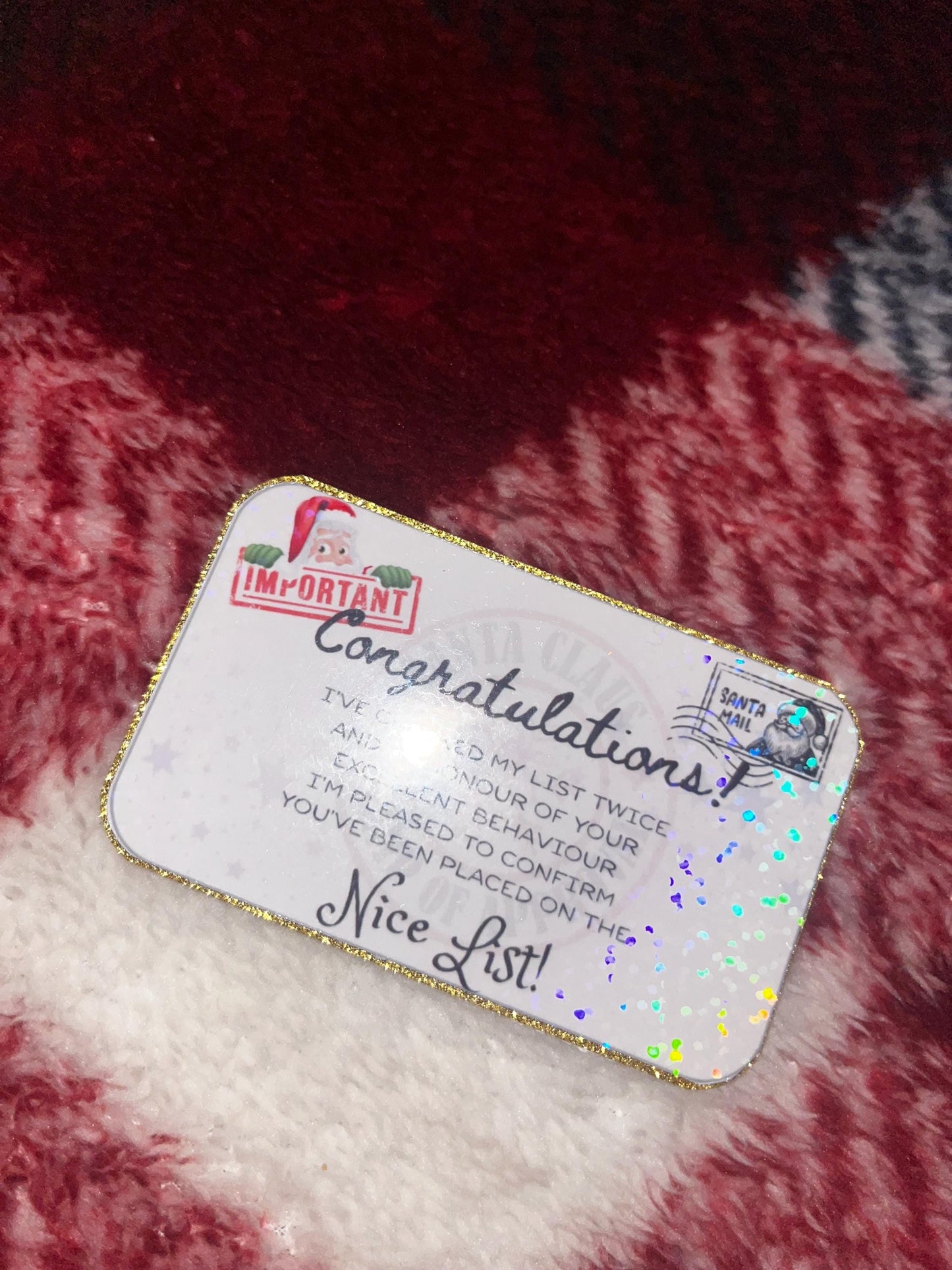 Holographic Nice List Card - Christmas Eve Keepsake