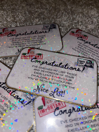 Holographic Nice List Card - Christmas Eve Keepsake