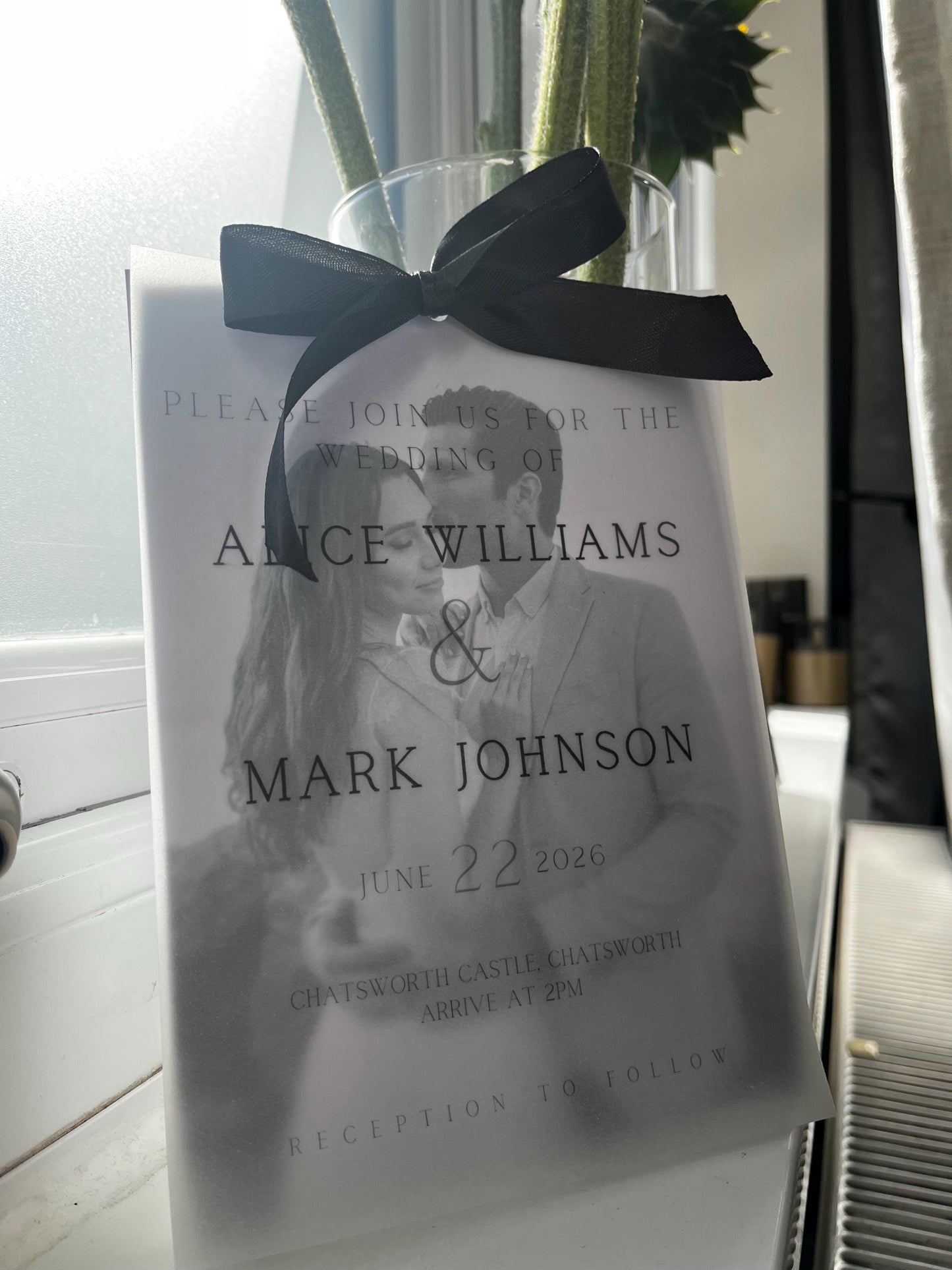 Layered Vellum Wedding Invitation with Envelope - Personalised - A5 - photo back