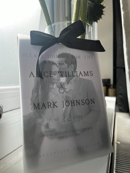 Layered Vellum Wedding Invitation with Envelope - Personalised - A5 - photo back