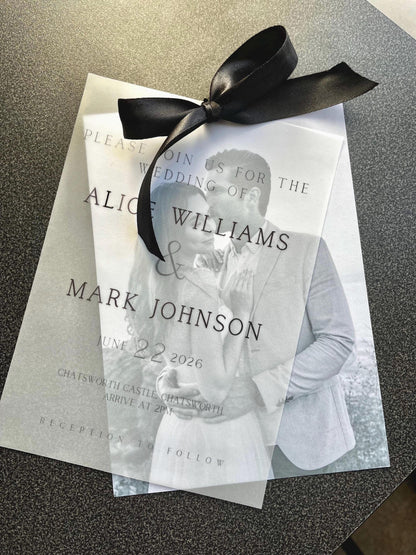 Layered Vellum Wedding Invitation with Envelope - Personalised - A5 - photo back