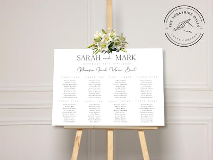 Minimalist Wedding Seating Chart: Black and White Table Plan - Custom